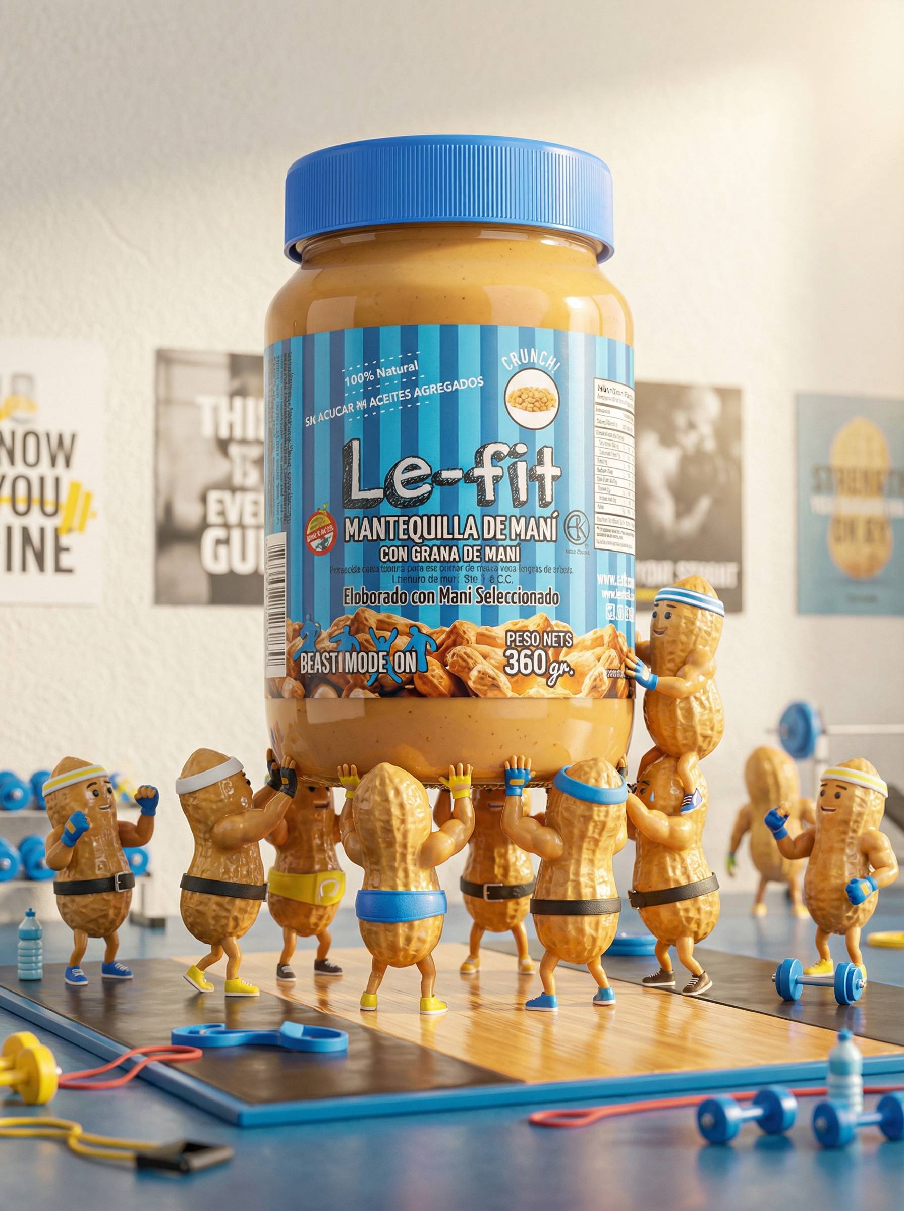 Maníes sosteniendo el frasco