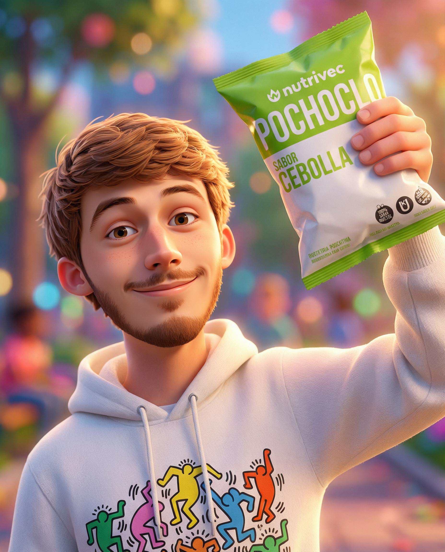 Personaje 3D con Pochoclo Cebolla