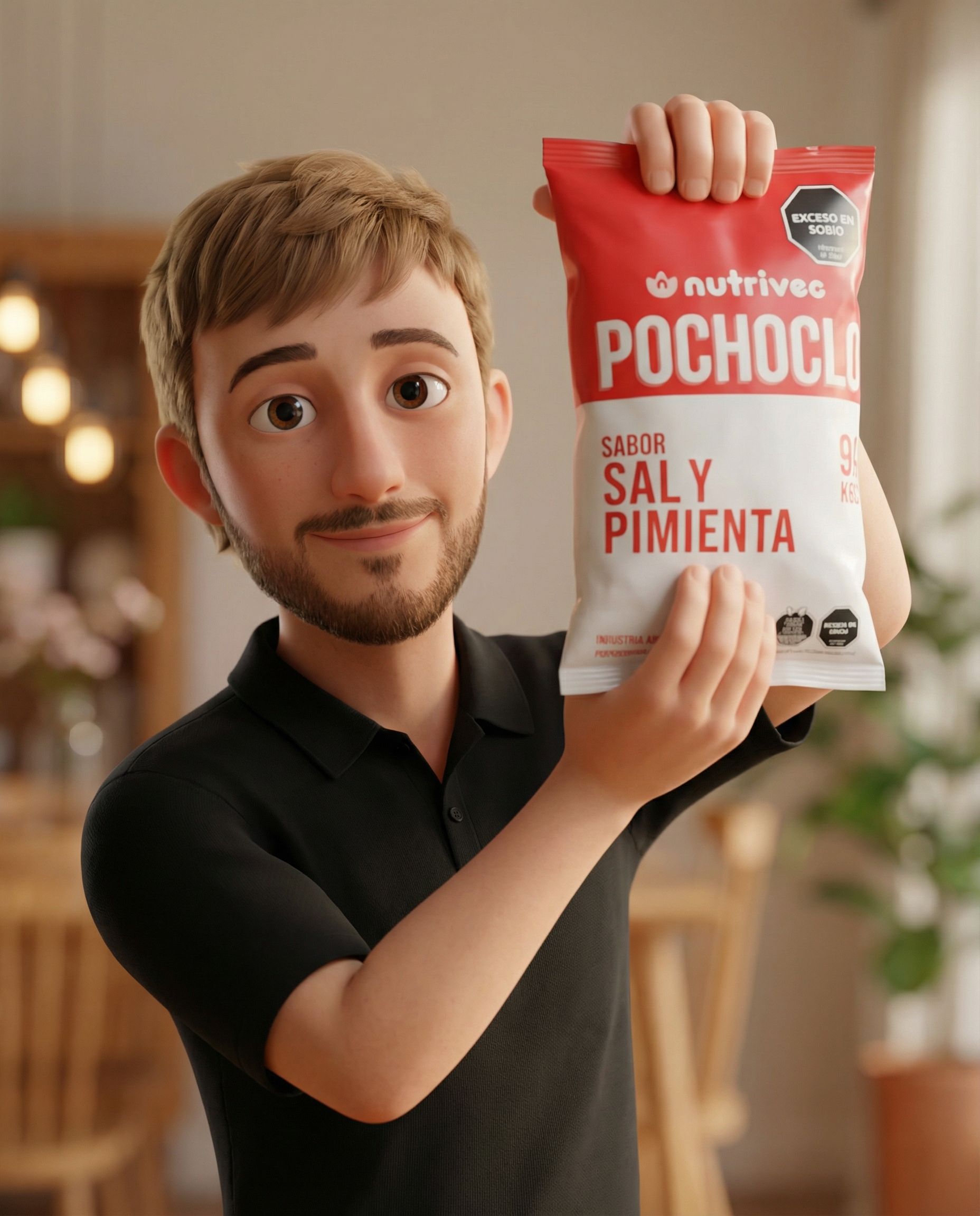 Personaje 3D con Pochoclo Sal y Pimienta